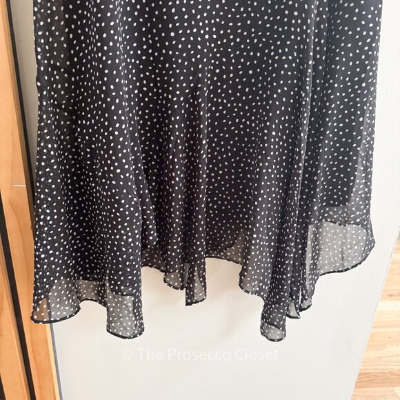 CAbi Vintage 90s Polka Dot Maxi Ruffly Skirt Black & White(8) - Picture 3 of 4